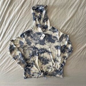 NEW Old Navy plush knit girls grey tie dye hoodie. Large 10-12